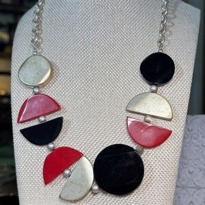 Elegant Black and Red Geometric Necklace